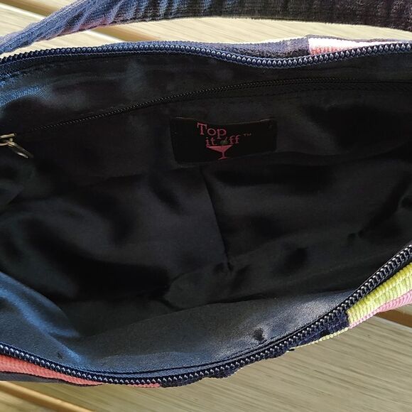 Top it Off Corduroy Patchwork Shoulder Top Handle Bag Y2K - Picture 8 of 9